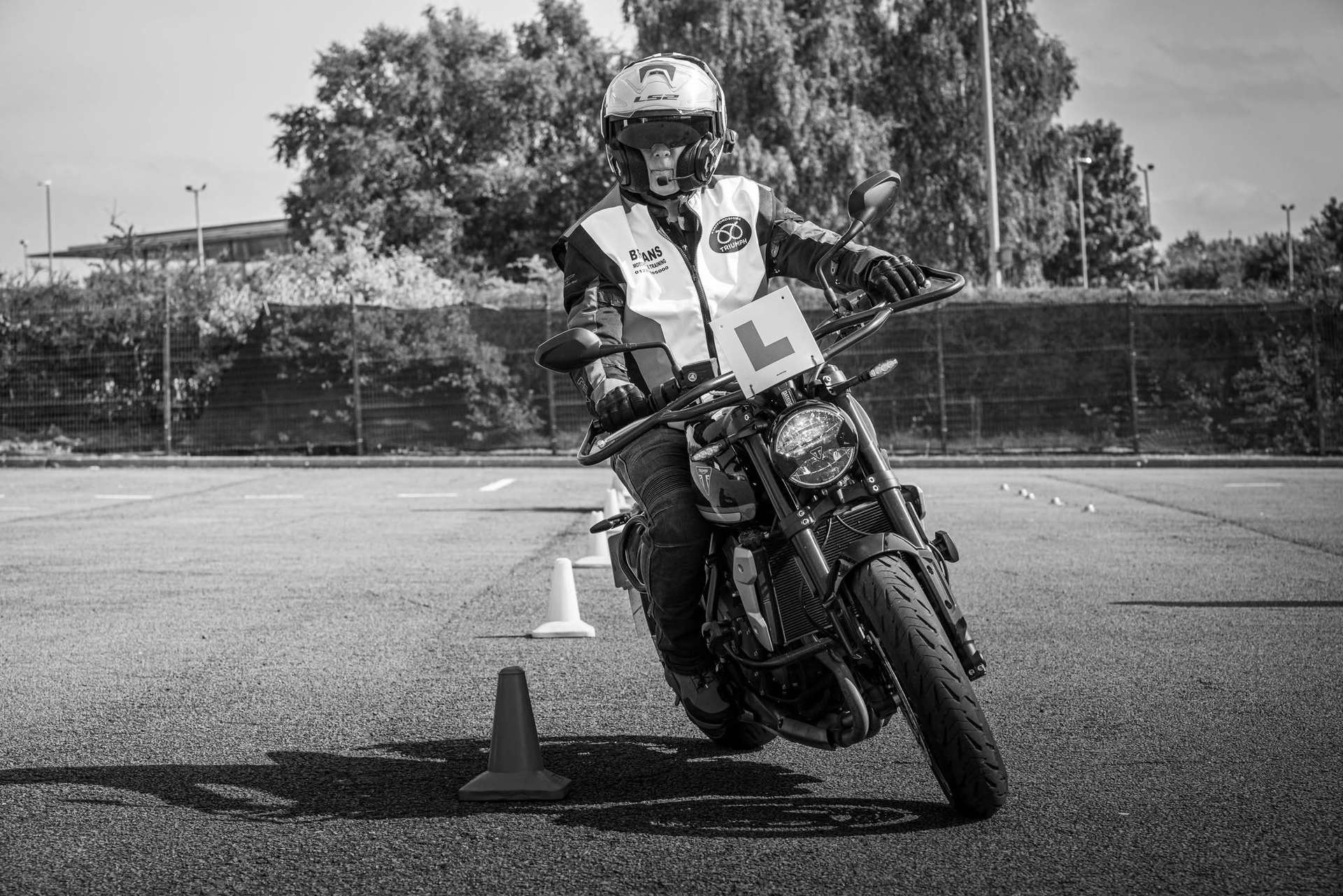 Student riding on the training area